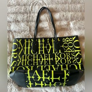 Michael Kors Eva Large Newspaper Logo Tote Bag